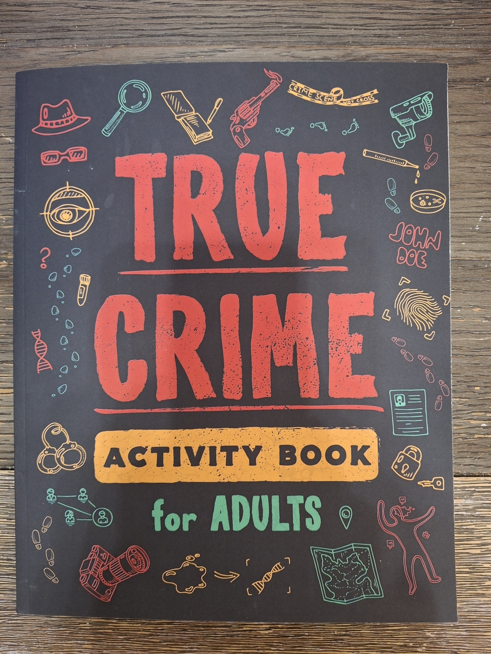 True Crime Activity Book for Adults - Bold Red & Black Cover